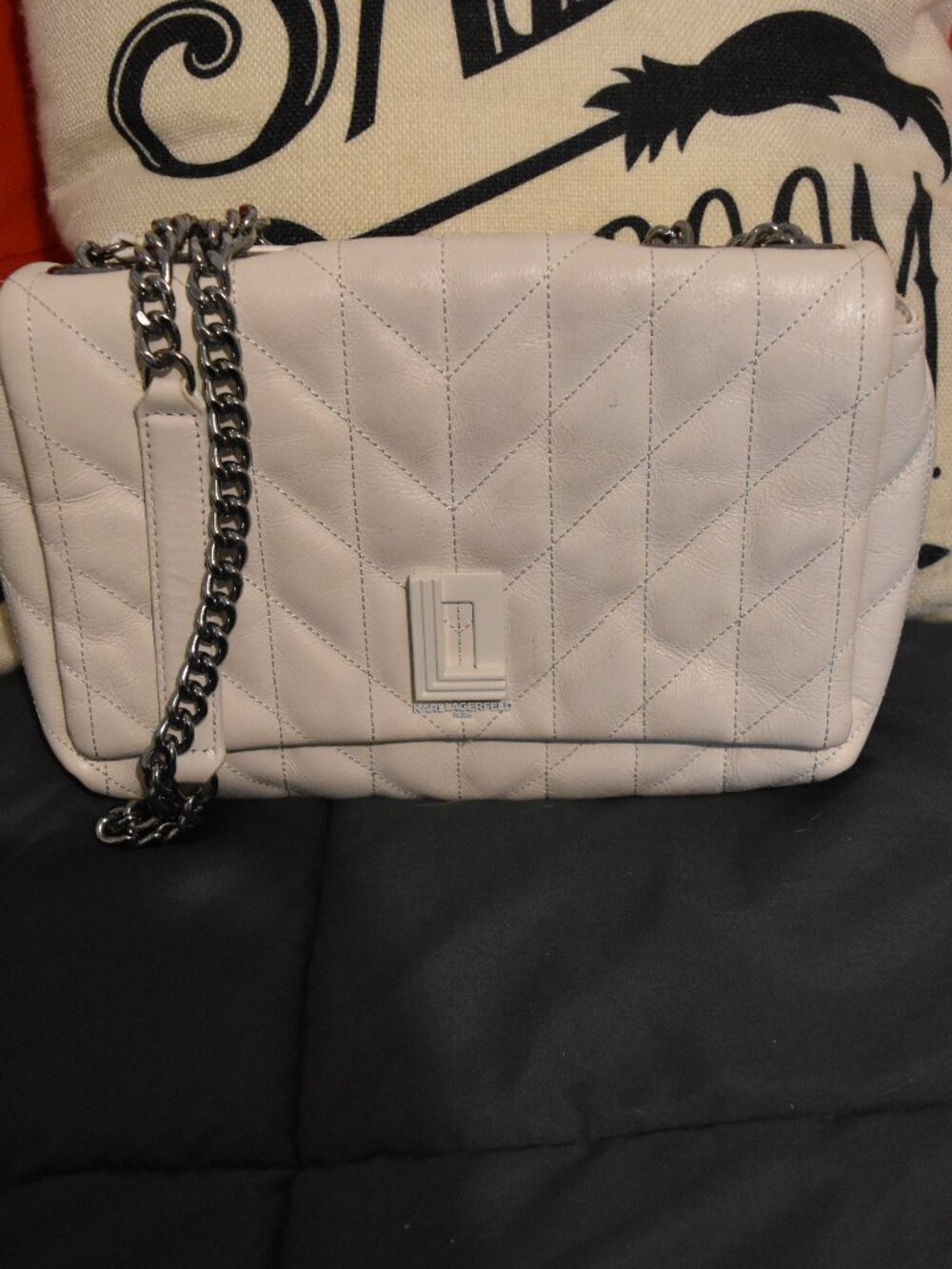 Karl Lagerfeld White Quilted Leather Shoulder Bag